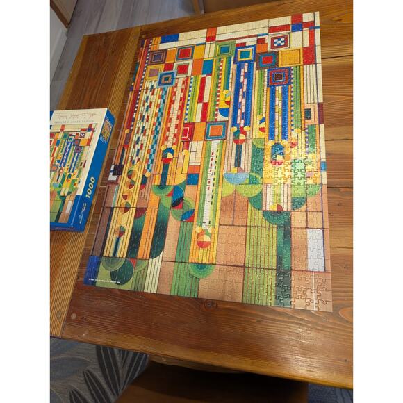 Frank Lloyd Wright Saguaro Glass Design Pomegranate Art Piece 1000 Pc COMPLETE - Picture 2 of 5